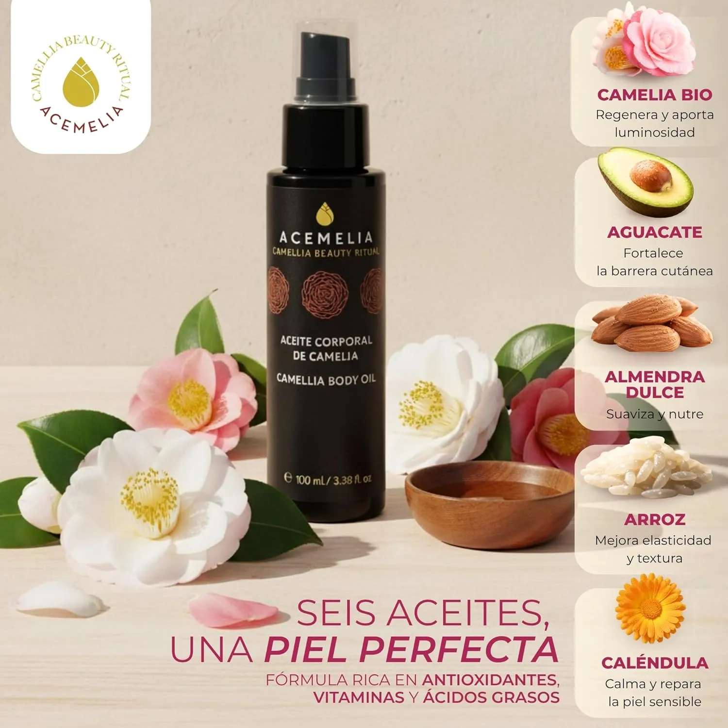 Acemelia olio corpo camelia 100 ml pelle secca