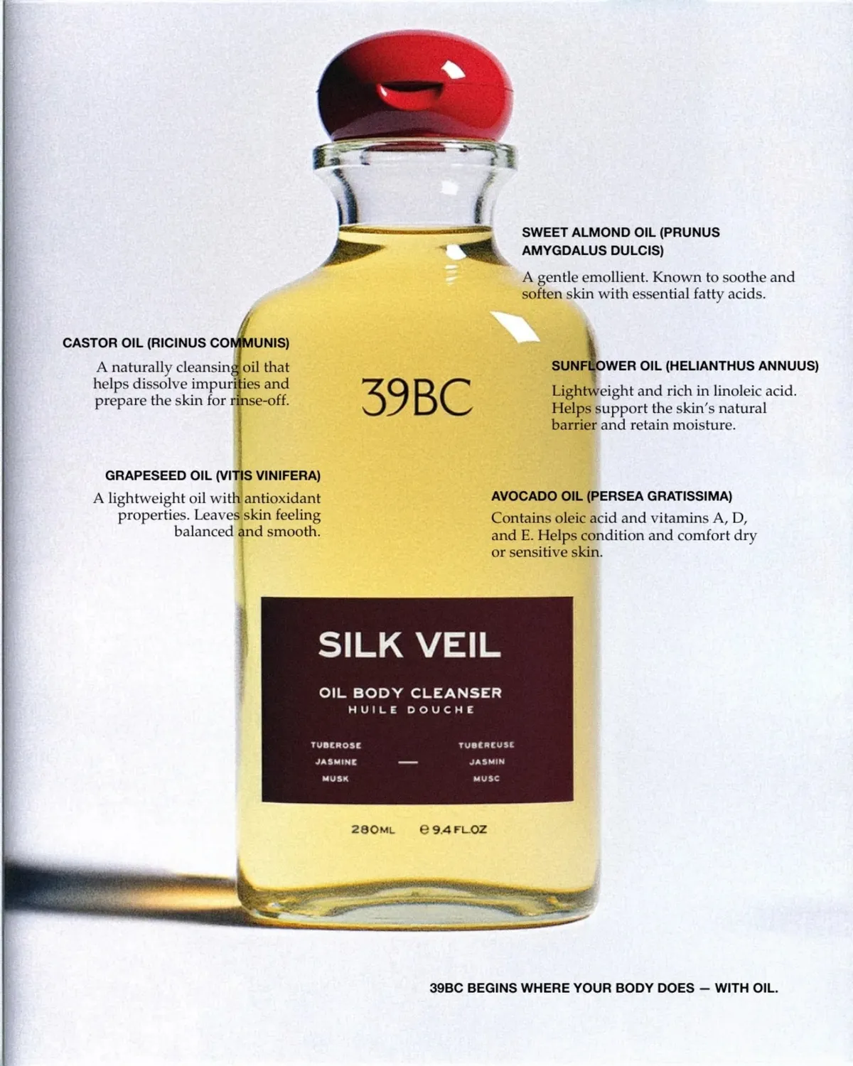 39BC Silk Veil olio doccia 100ml tuberosa e gelsomino