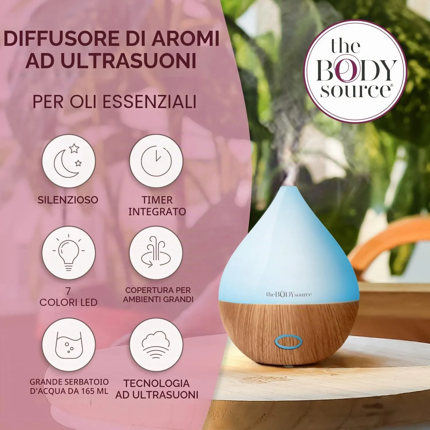 The Body Source Diffusore Oli Essenziali 165 ml Ultrasuoni
