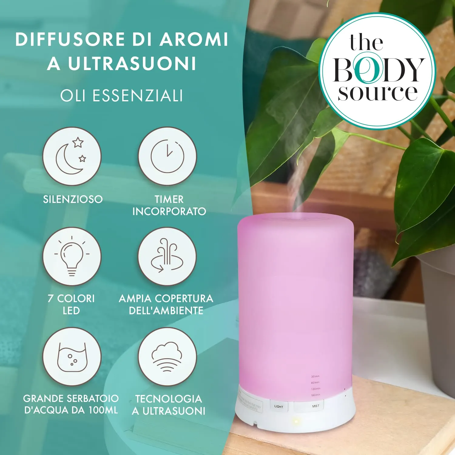 The Body Source Diffusore Aromi Ultrasuoni 100ml 7 LED
