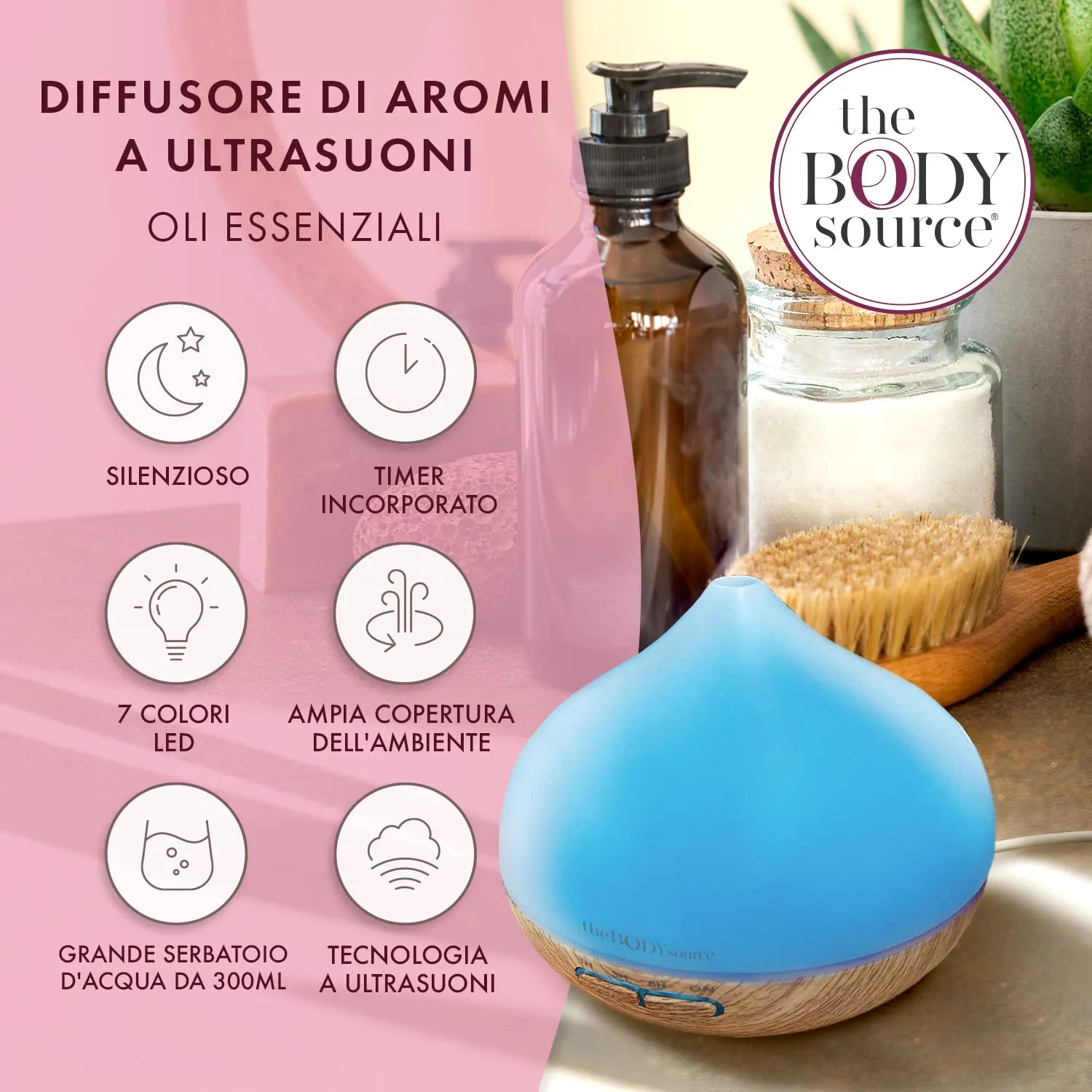 The Body Source Diffusore Aromi Ultrasuoni 300ml 7 LED