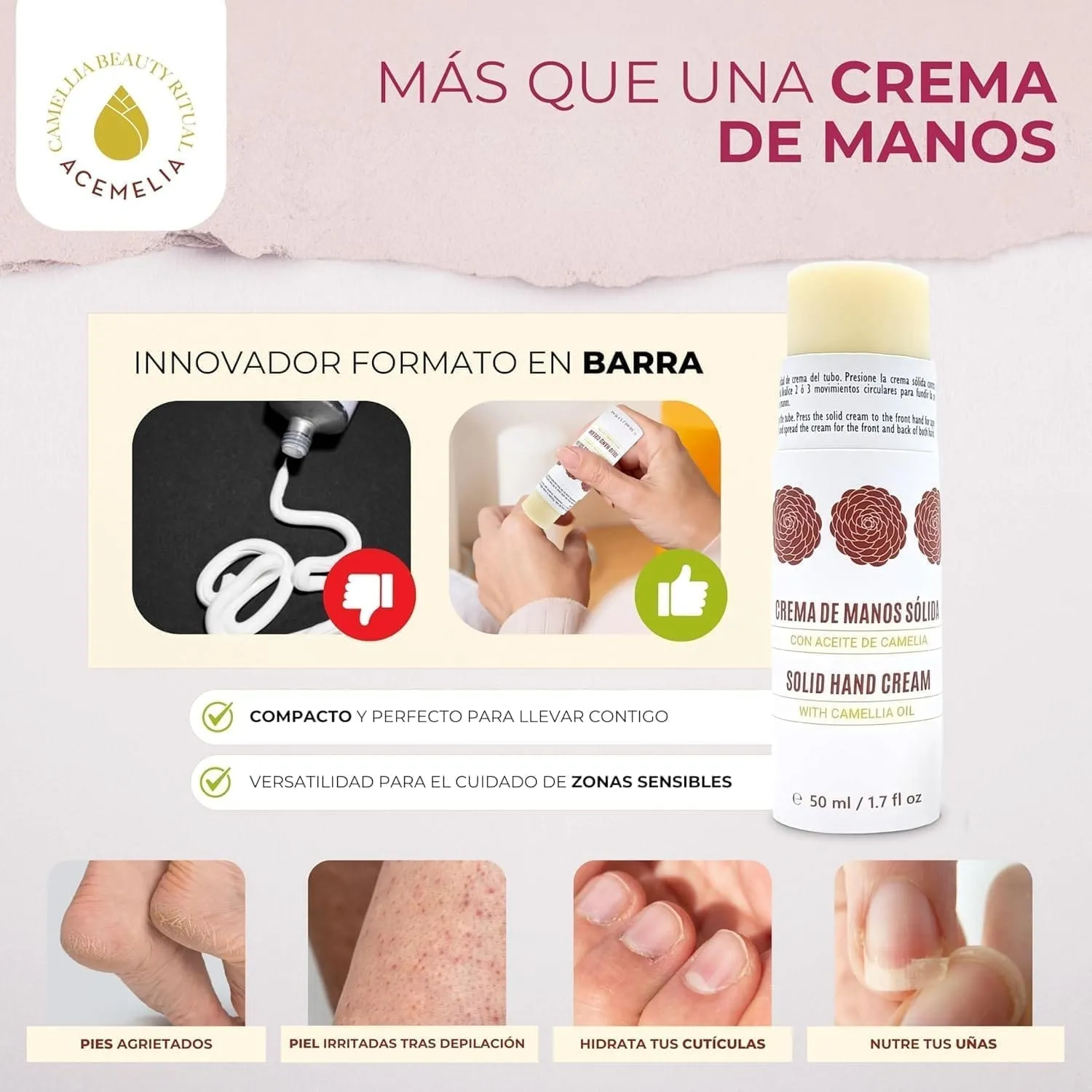 Acemelia Crema Mani Solida alla Camelia nutriente
