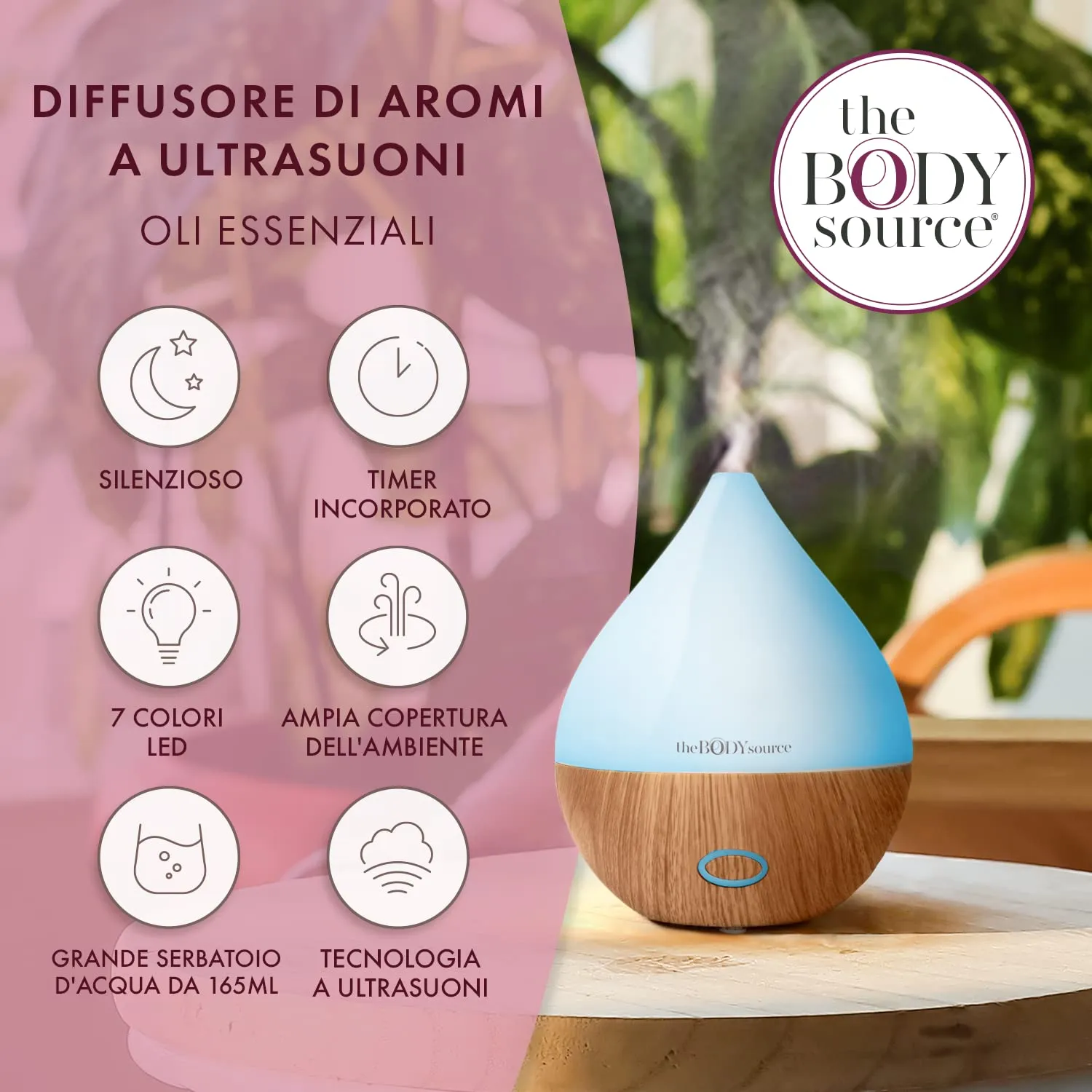 The Body Source Diffusore Oli Essenziali 165 ml Ultrasuoni