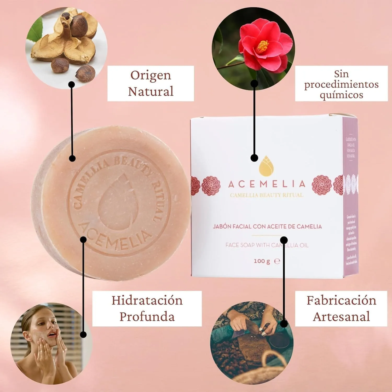 Acemelia Camelia Sapone Viso 100 g argilla rossa