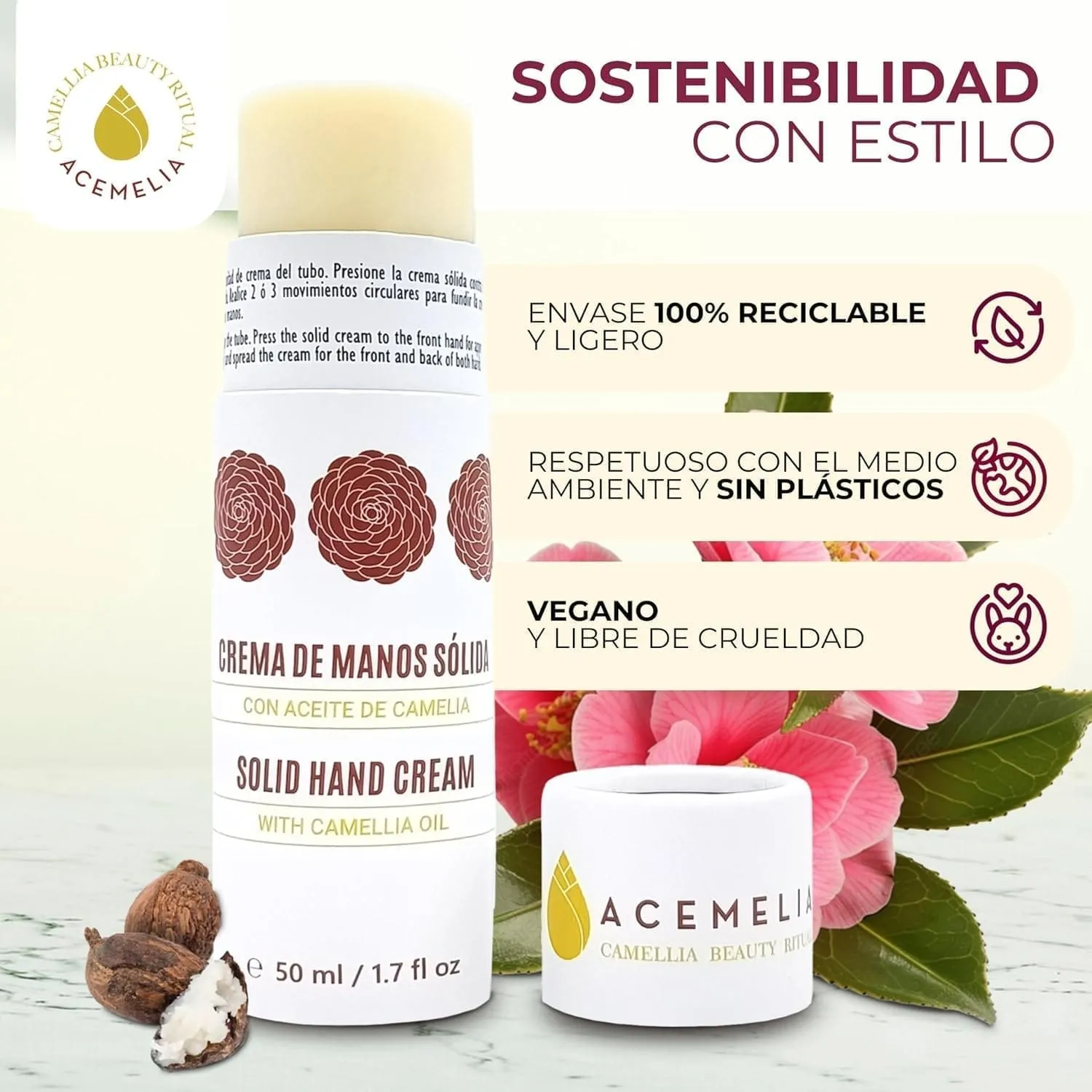 Acemelia Crema Mani Solida alla Camelia nutriente